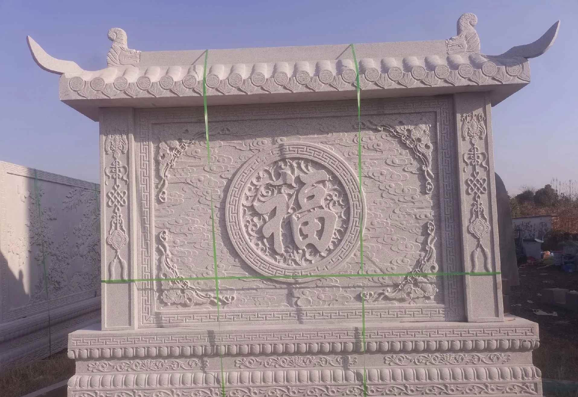 贺州 芝麻白花岗岩屏风，照壁，影壁